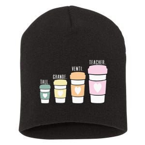 Funny Coffee Themed Teacher Tall Grande Venti Teacher Short Acrylic Beanie