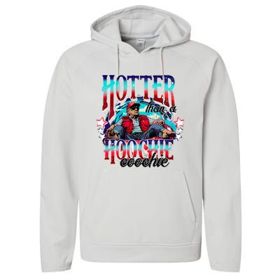 Funny Cute Trump Hotter Than A Hoochie Coochie Performance Fleece Hoodie