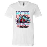 Funny Cute Trump Hotter Than A Hoochie Coochie V-Neck T-Shirt