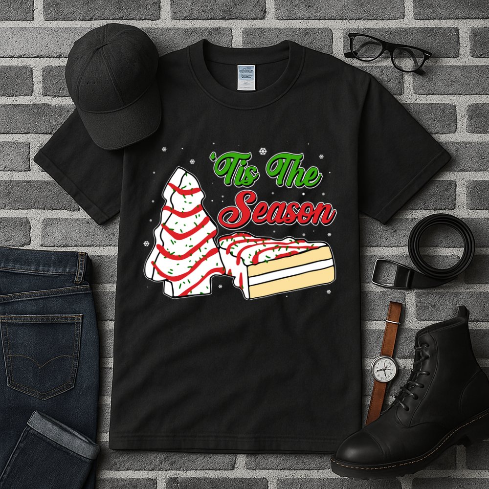 Funny Christmas Tis The Season Tree Cakes Tall T-Shirt