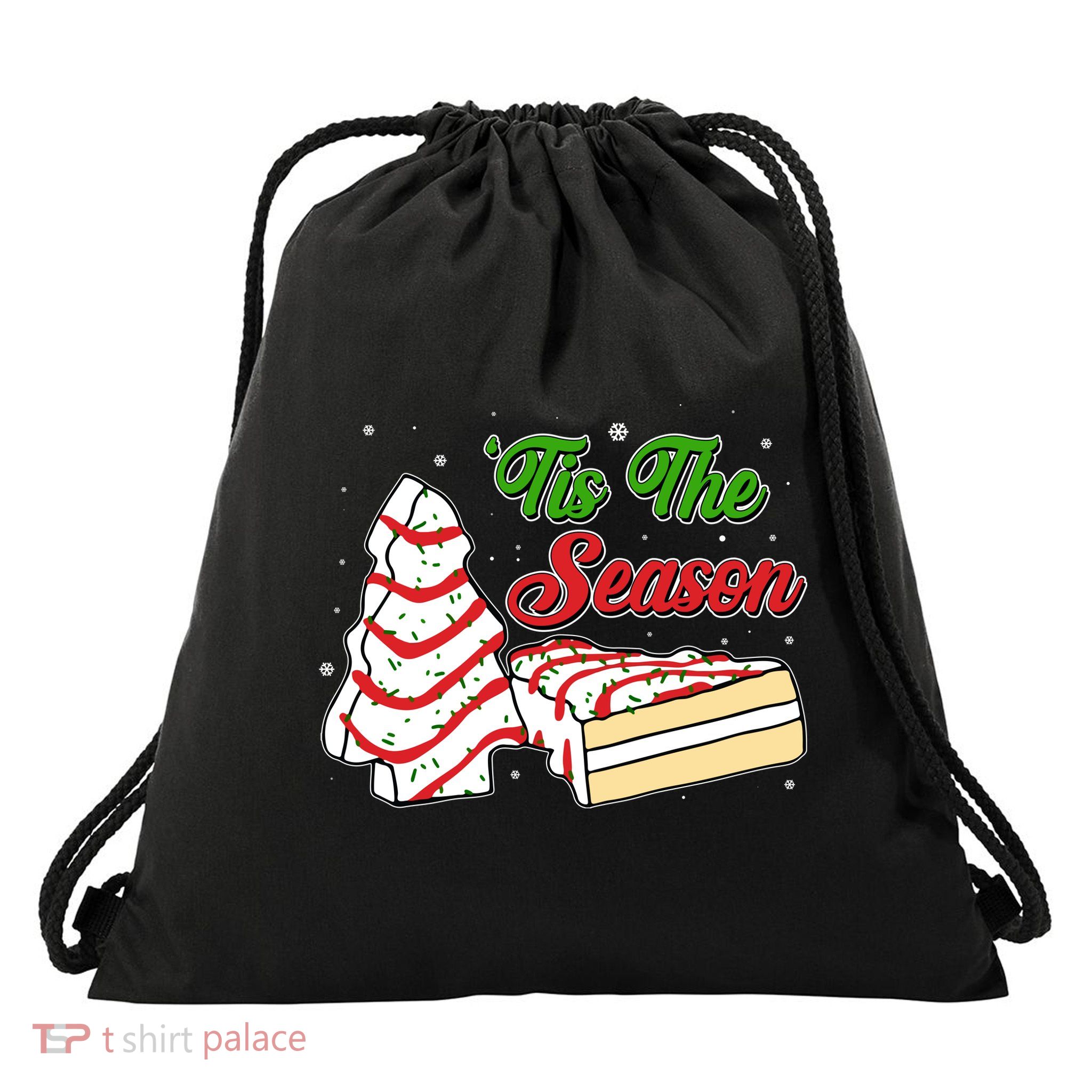 Funny Christmas Tis The Season Tree Cakes Drawstring Bag