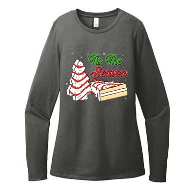 Funny Christmas Tis The Season Tree Cakes Womens CVC Long Sleeve Shirt