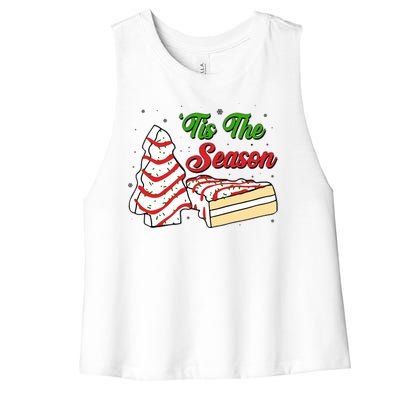 Funny Christmas Tis The Season Tree Cakes Women's Racerback Cropped Tank