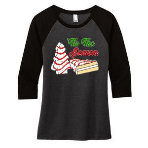 Funny Christmas Tis The Season Tree Cakes Women's Tri-Blend 3/4-Sleeve Raglan Shirt