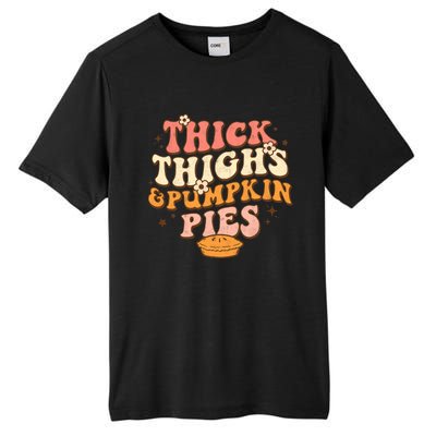 Funny Cute Thick Thighs Pumpkin Pies Autumn Thanksgiving Groovy Retro Tall Fusion ChromaSoft Performance T-Shirt