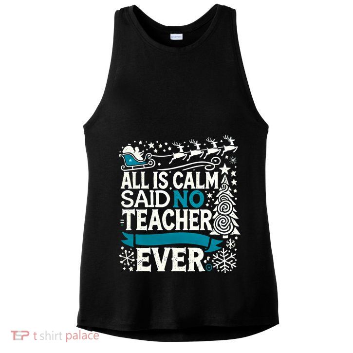 Funny Christmas Teacher School Xmas Holiday Teachers Gift Ladies PosiCharge Tri-Blend Wicking Tank