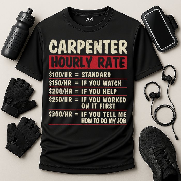 Funny Carpenter Tee Cute Gift Carpenter Hourly Rate Gift Cooling Performance Crew T-Shirt
