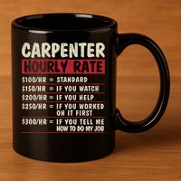 Funny Carpenter Tee Cute Gift Carpenter Hourly Rate Gift 11oz C Handle Ceramic Mug