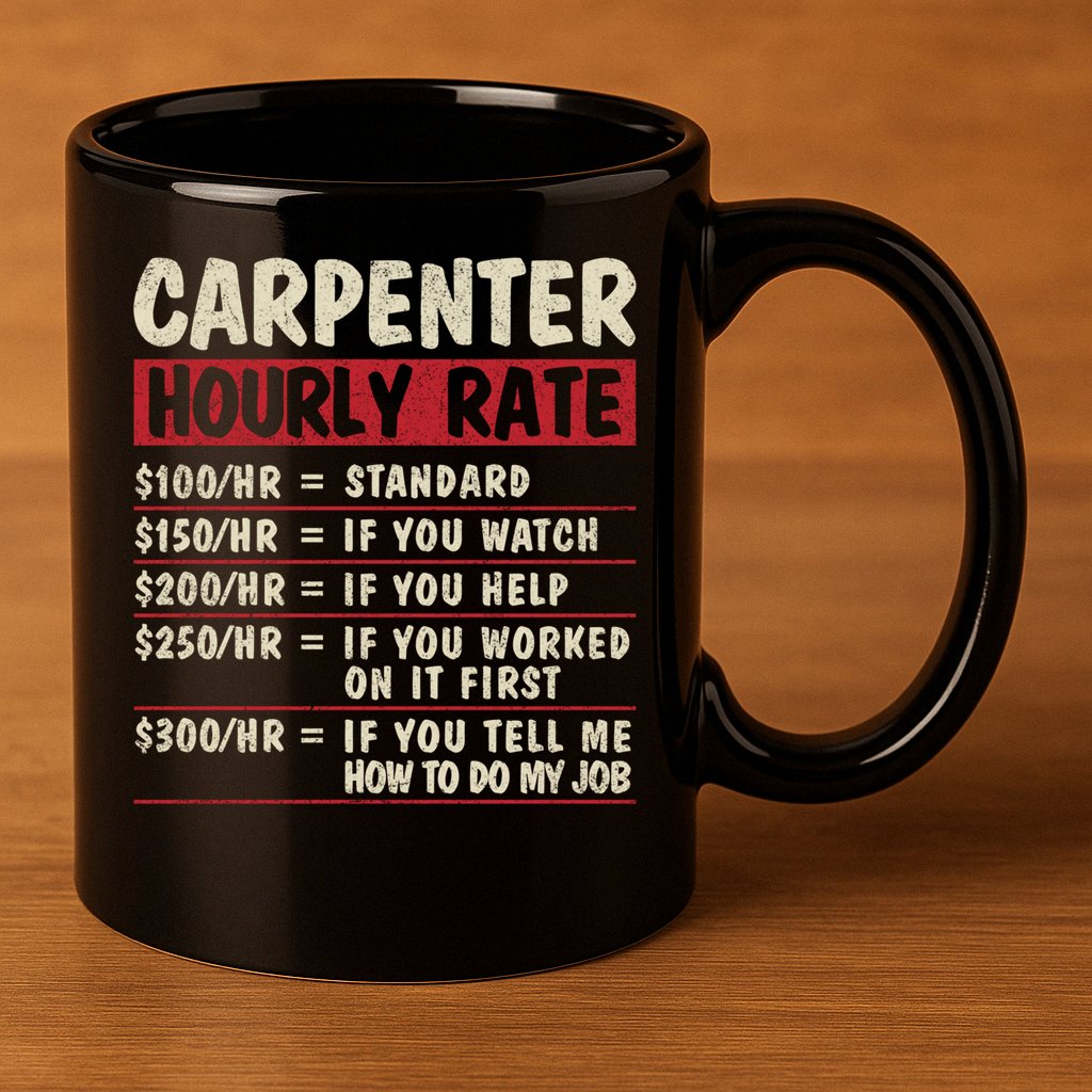 Funny Carpenter Tee Cute Gift Carpenter Hourly Rate Gift 11oz C Handle Ceramic Mug
