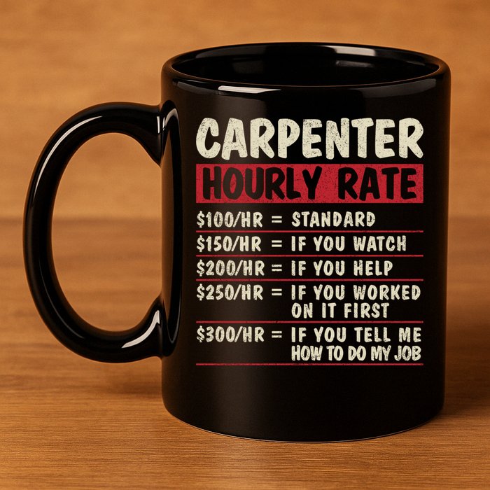 Funny Carpenter Tee Cute Gift Carpenter Hourly Rate Gift 11oz C Handle Ceramic Mug