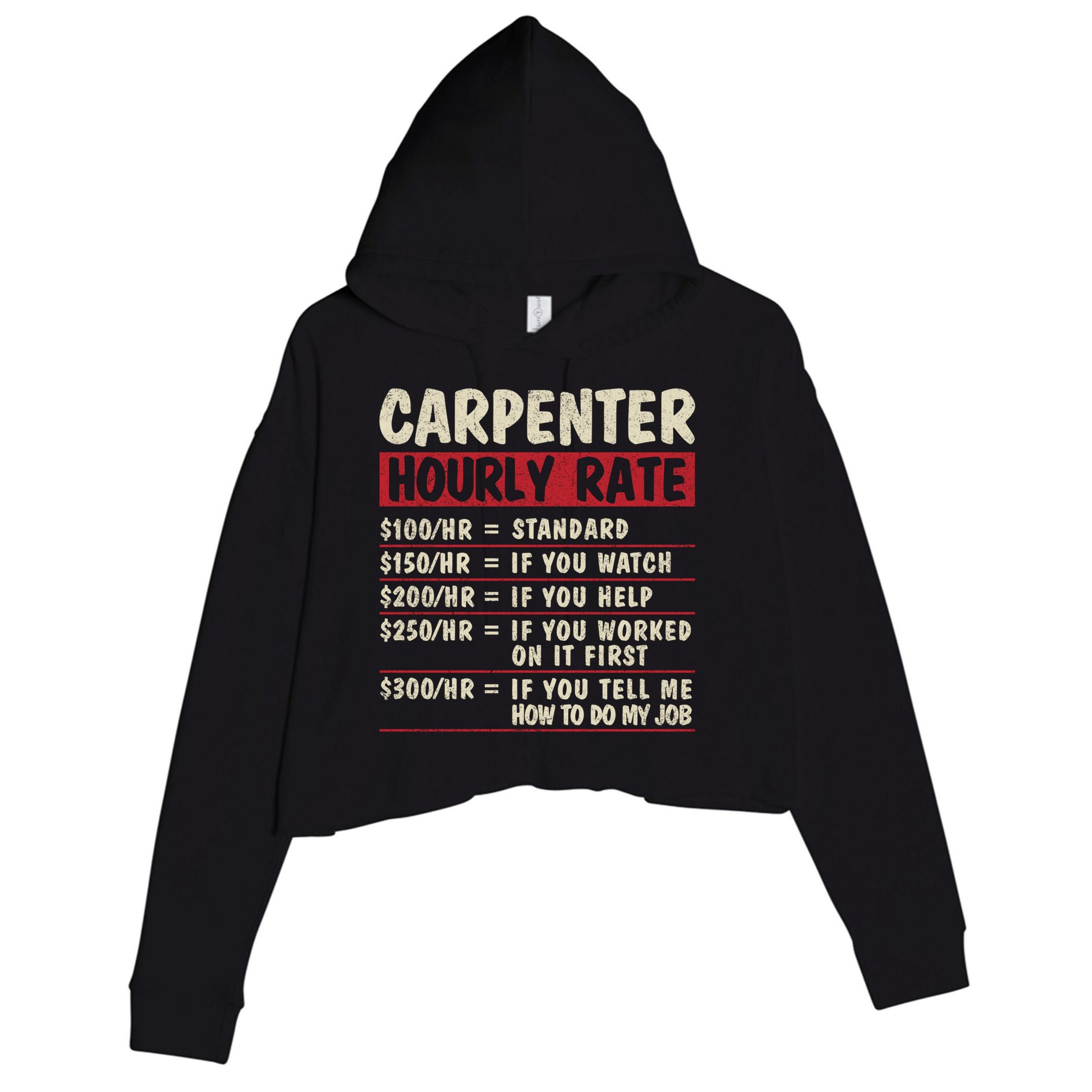 Funny Carpenter Tee Cute Gift Carpenter Hourly Rate Gift Crop Fleece Hoodie