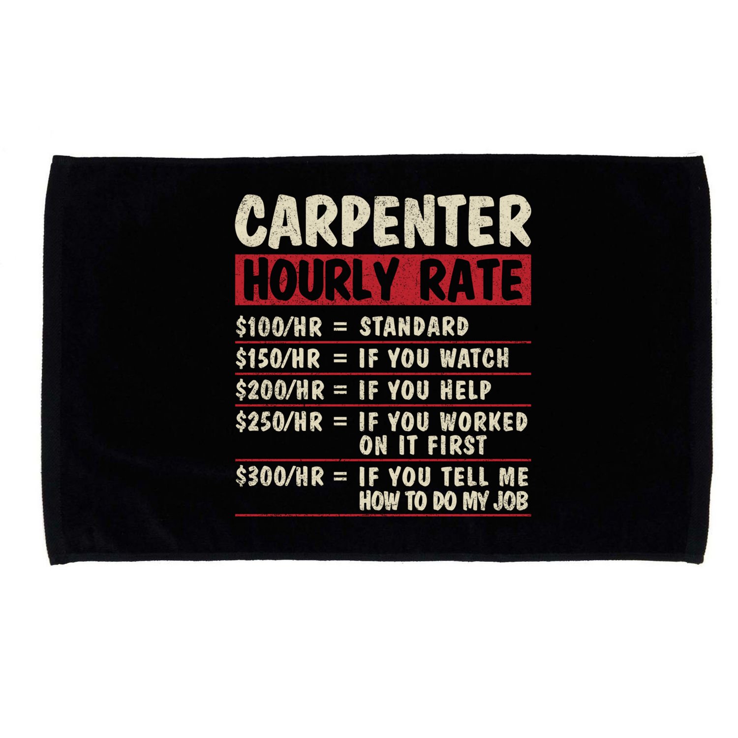 Funny Carpenter Tee Cute Gift Carpenter Hourly Rate Gift Microfiber Hand Towel