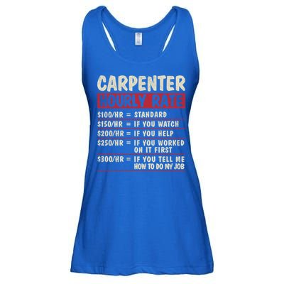 Funny Carpenter Tee Cute Gift Carpenter Hourly Rate Gift Ladies Essential Flowy Tank