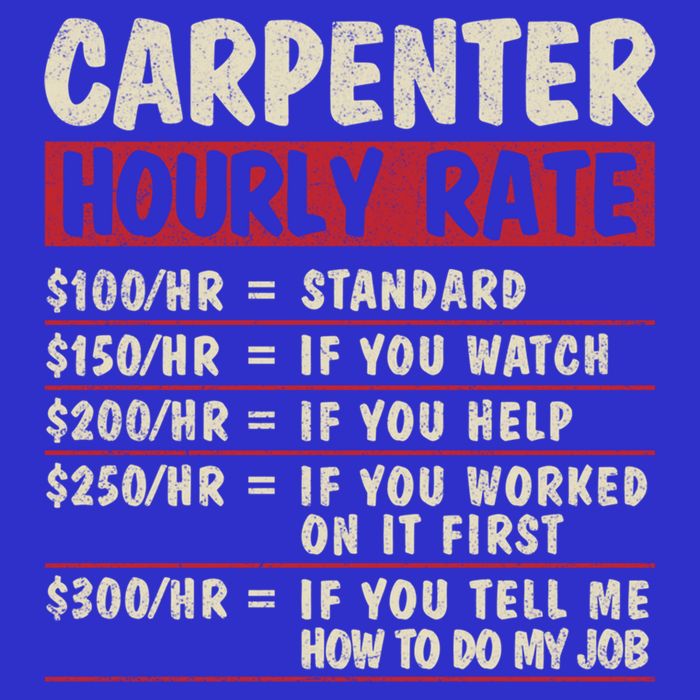 Funny Carpenter Tee Cute Gift Carpenter Hourly Rate Gift Zip Tote Bag