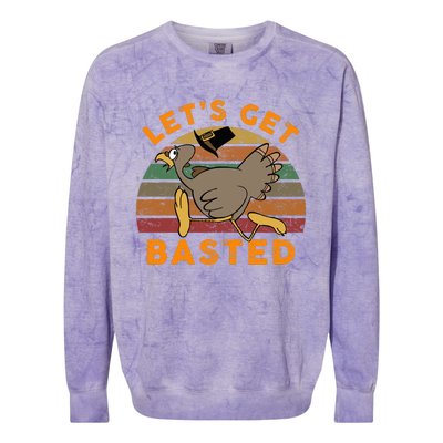 Funny Cute Time To Get Basted Beer Let's Get Adult Turkey Colorblast Crewneck Sweatshirt