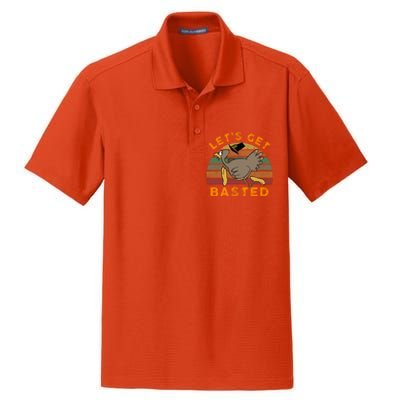 Funny Cute Time To Get Basted Beer Let's Get Adult Turkey Dry Zone Grid Polo