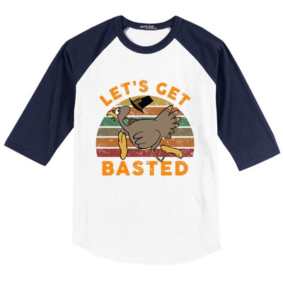 Funny Cute Time To Get Basted Beer Let's Get Adult Turkey Baseball Sleeve Shirt