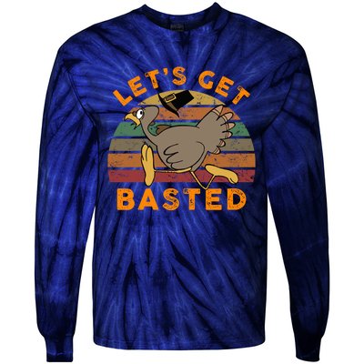 Funny Cute Time To Get Basted Beer Let's Get Adult Turkey Tie-Dye Long Sleeve Shirt