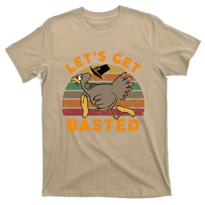 Funny Cute Time To Get Basted Beer Let's Get Adult Turkey T-Shirt