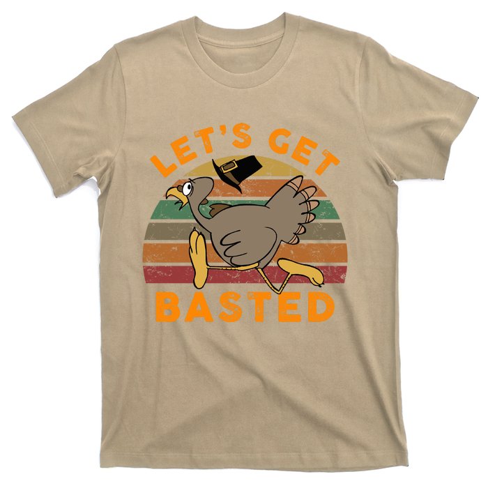 Funny Cute Time To Get Basted Beer Let's Get Adult Turkey T-Shirt