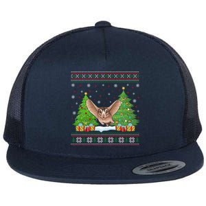 Funny Christmas Tree Lights Sugar Glider Xmas Ugly Gift Flat Bill Trucker Hat