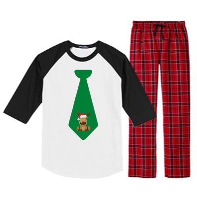 Funny Christmas Tie With Baby Reindeer For Family Dinner Merry Christmas Tie Raglan Sleeve Pajama Set