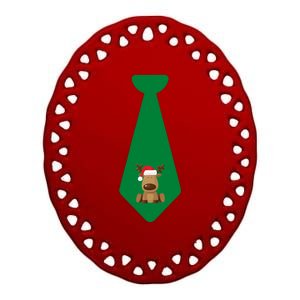 Funny Christmas Tie With Baby Reindeer For Family Dinner Merry Christmas Tie Ceramic Oval Ornament