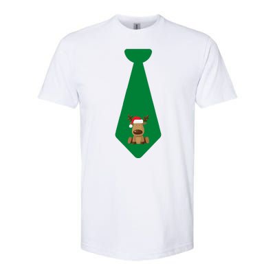 Funny Christmas Tie With Baby Reindeer For Family Dinner Merry Christmas Tie Softstyle CVC T-Shirt