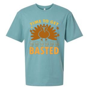 Funny Cute ''Time To Get Basted Beer Lover Turkey Beer Thanksgiving Xmas Holida Sueded Cloud Jersey T-Shirt