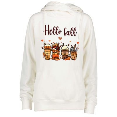 Funny Cute Thanksgiving PSL Autumn Hello Fall Pumpkin Spice Lattes Womens Funnel Neck Pullover Hood