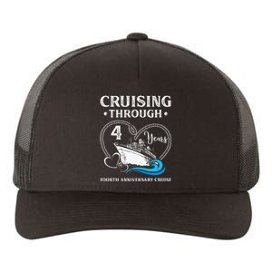 funny Cruising Through 4 Years fourth Anniversary Yupoong Adult 5-Panel Trucker Hat