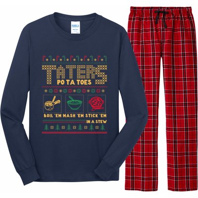 Funny Christmas Taters Potatoes Ugly Christmas Sweater Long Sleeve Pajama Set