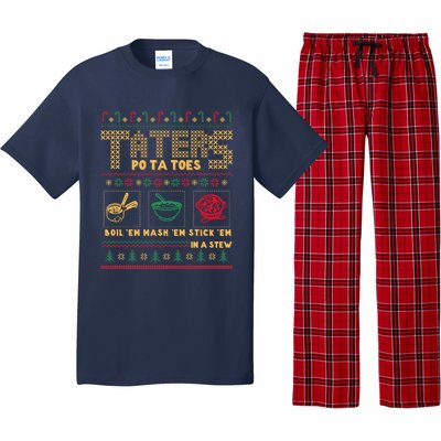 Funny Christmas Taters Potatoes Ugly Christmas Sweater Pajama Set