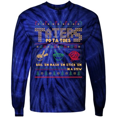 Funny Christmas Taters Potatoes Ugly Christmas Sweater Tie-Dye Long Sleeve Shirt