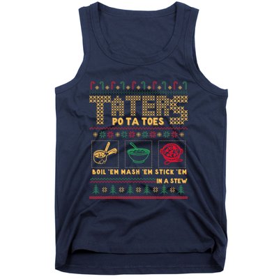 Funny Christmas Taters Potatoes Ugly Christmas Sweater Tank Top