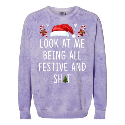 Funny Christmas Tree Look At Me Being All Festive And Shit Colorblast Crewneck Sweatshirt