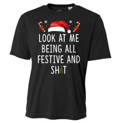 Funny Christmas Tree Look At Me Being All Festive And Shit Cooling Performance Crew T-Shirt