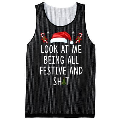 Funny Christmas Tree Look At Me Being All Festive And Shit Mesh Reversible Basketball Jersey Tank