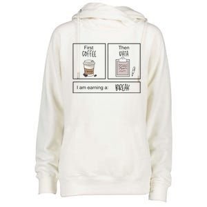 First Coffee Then IEP Teacher SPED Teacher Coffee Lover Gift Womens Funnel Neck Pullover Hood