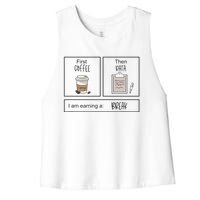 First Coffee Then IEP Teacher SPED Teacher Coffee Lover Gift Women's Racerback Cropped Tank