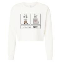 First Coffee Then IEP Teacher SPED Teacher Coffee Lover Gift Cropped Pullover Crew