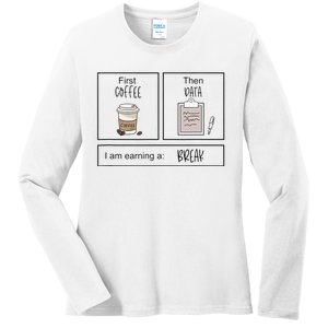 First Coffee Then IEP Teacher SPED Teacher Coffee Lover Gift Ladies Long Sleeve Shirt