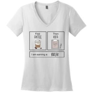 First Coffee Then IEP Teacher SPED Teacher Coffee Lover Gift Women's V-Neck T-Shirt