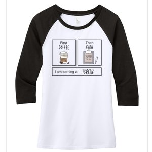 First Coffee Then IEP Teacher SPED Teacher Coffee Lover Gift Women's Tri-Blend 3/4-Sleeve Raglan Shirt