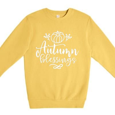 Funny Cute Thanksgiving Pumpkin Autumn Blessings Premium Crewneck Sweatshirt