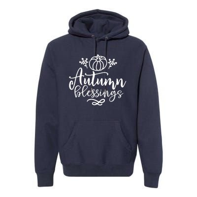 Funny Cute Thanksgiving Pumpkin Autumn Blessings Premium Hoodie