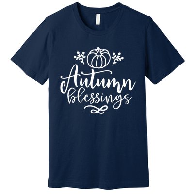 Funny Cute Thanksgiving Pumpkin Autumn Blessings Premium T-Shirt