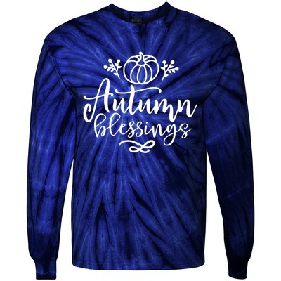 Funny Cute Thanksgiving Pumpkin Autumn Blessings Tie-Dye Long Sleeve Shirt