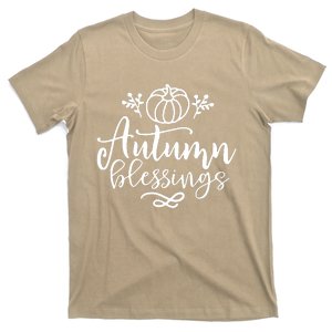 Funny Cute Thanksgiving Pumpkin Autumn Blessings T-Shirt