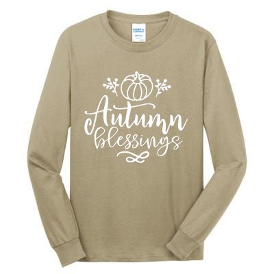 Funny Cute Thanksgiving Pumpkin Autumn Blessings Tall Long Sleeve T-Shirt